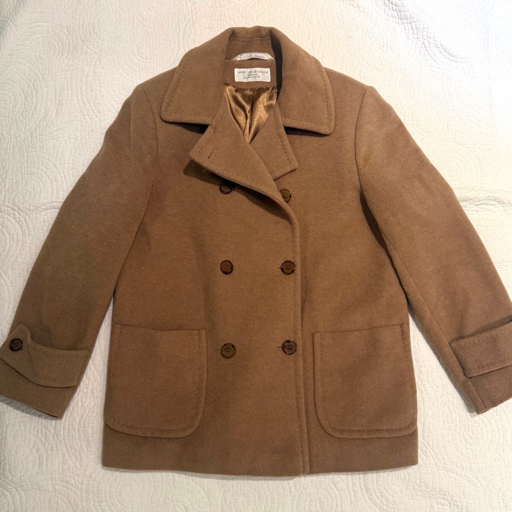 Larry Levine for Nordstrom Camel Pea Coat Made of Luxurious Camel Hair Size 12